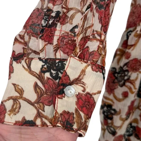 Free People See It Through Long Sleeve Floral Maxi Dress Size Small Bohemian - Picture 14 of 16